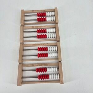 Hand2mind 20 Bead Rekenrek Wooden Math Manipulative Abacus Set of 4 Red White